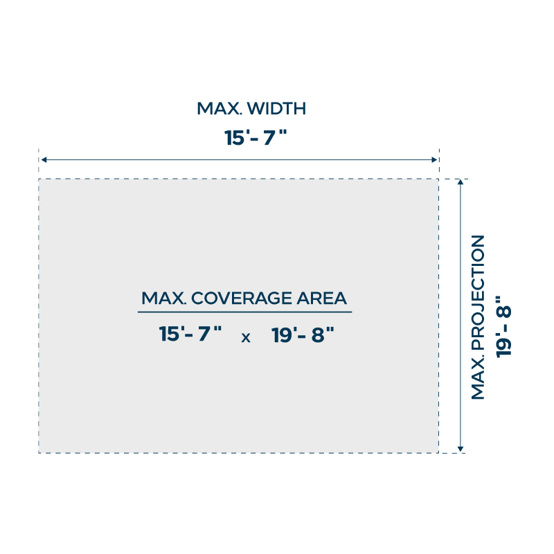 LR-8800 maximum width, projection and area dimensions