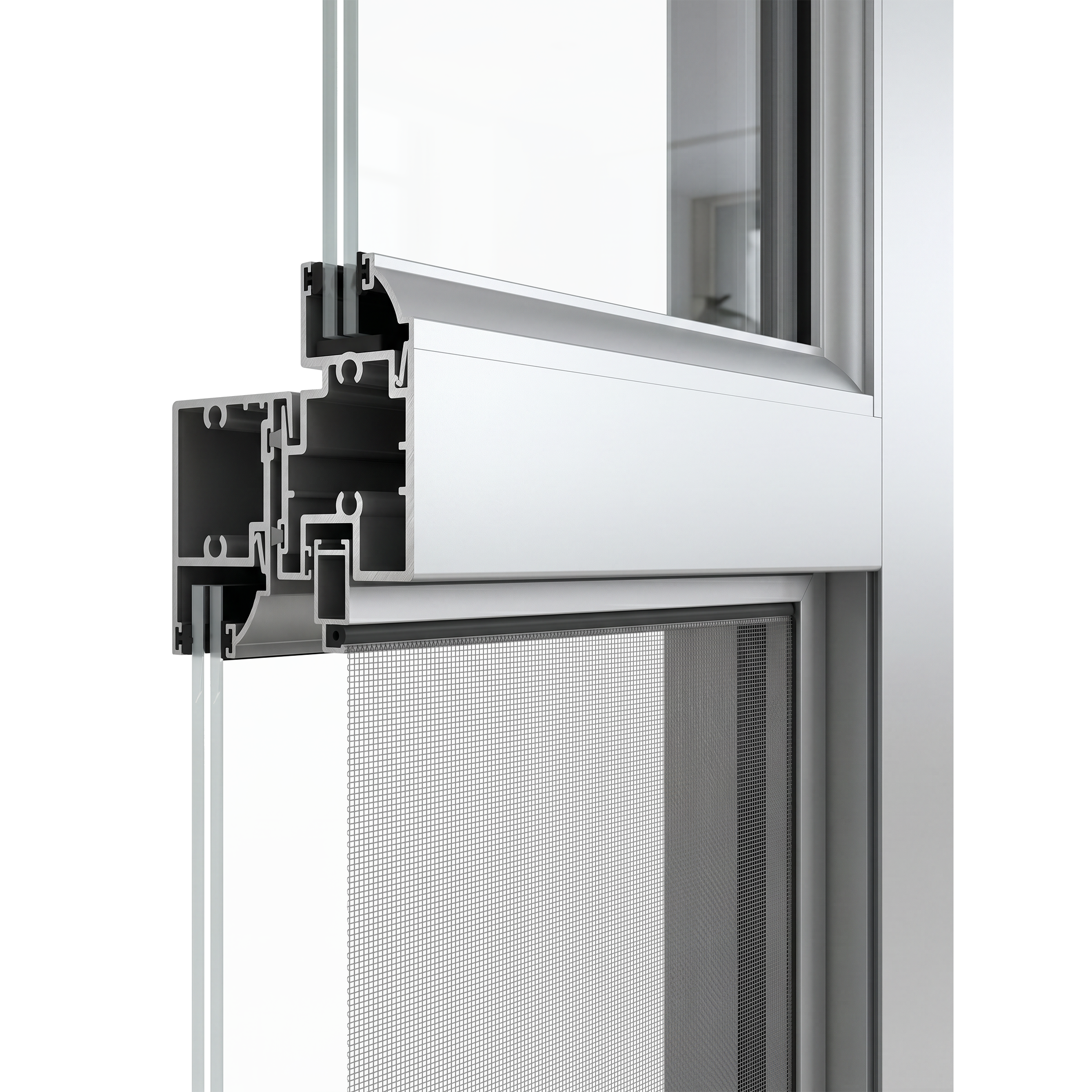 LR 210 aluminum frame and single hung system section