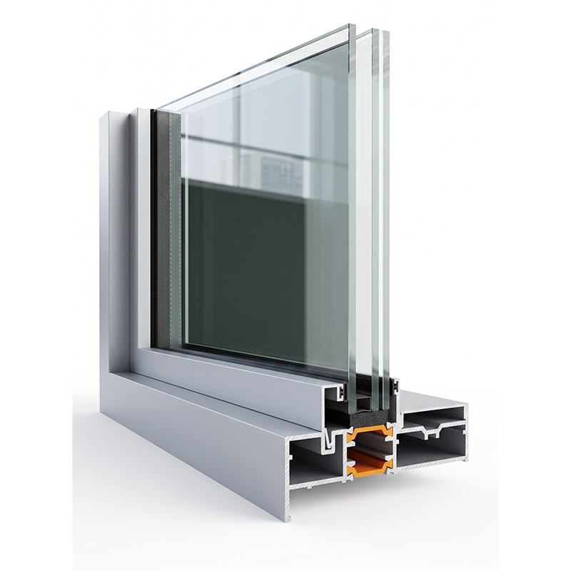 LR 530F thermally broken fixed window profile and section render
