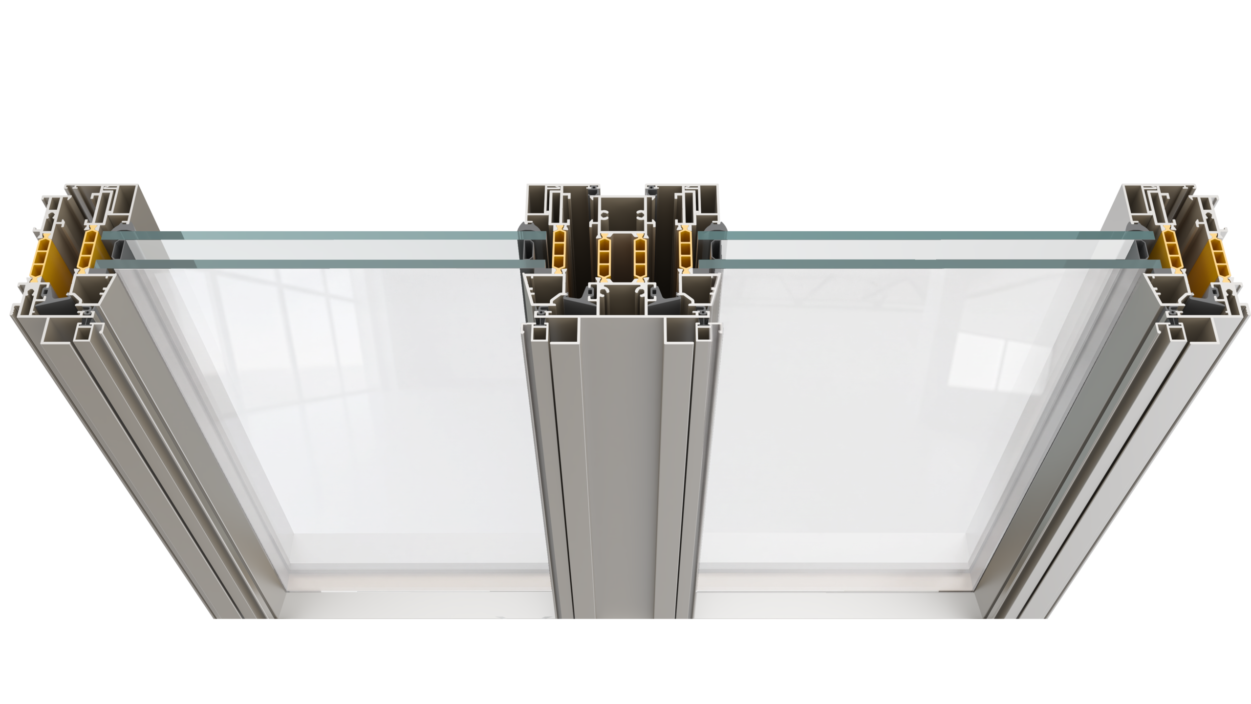 GLR-54 SL insulated inward-opening window system profile section