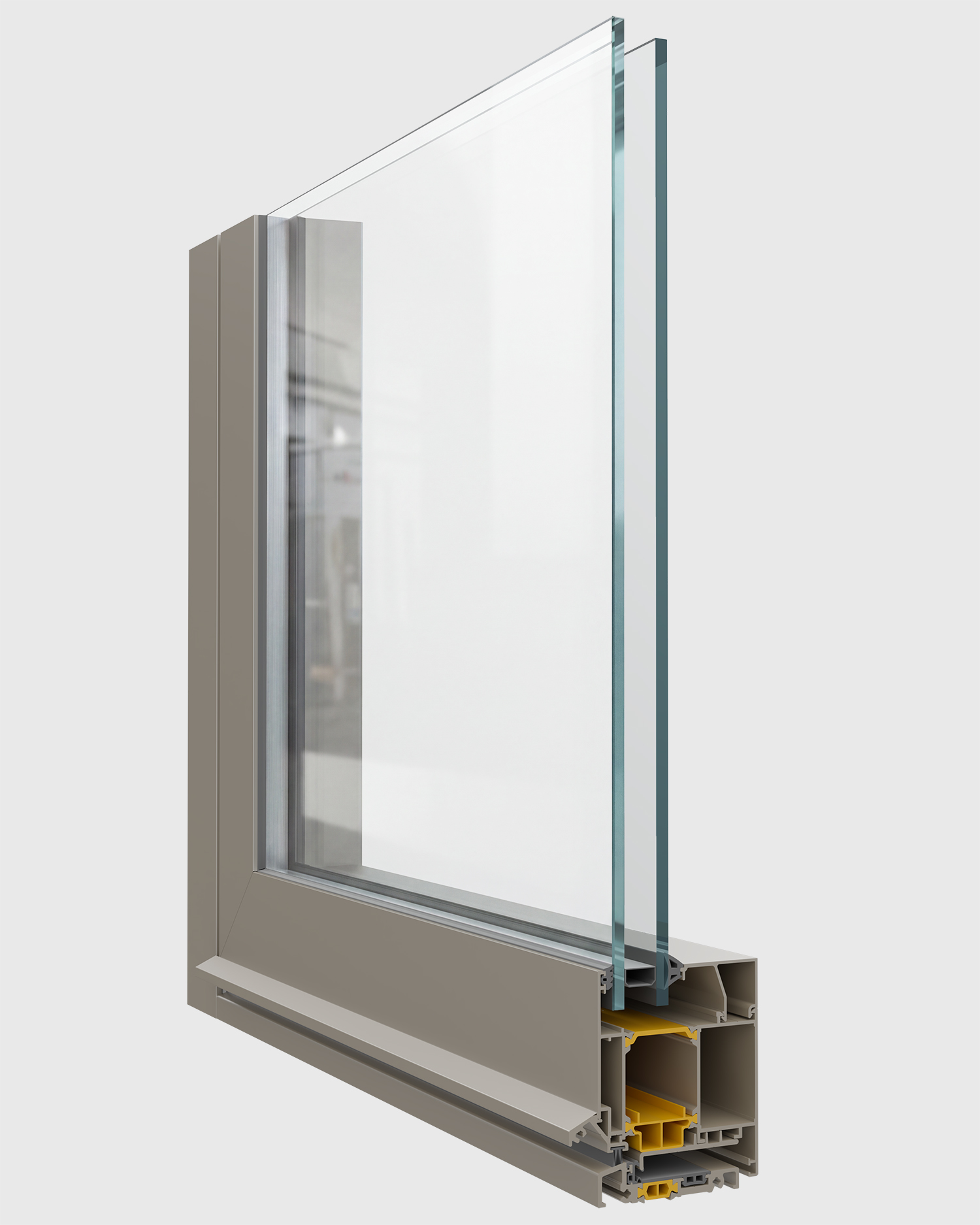 LR-5200 insulated sash, glazing and thermally broken profile section