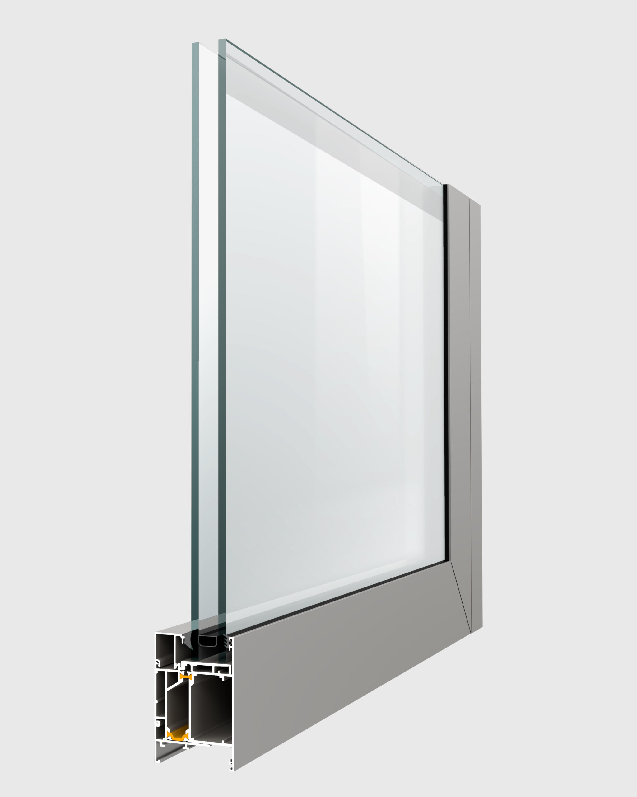 LR-5100D flush sash, glazing and thermally broken profile section