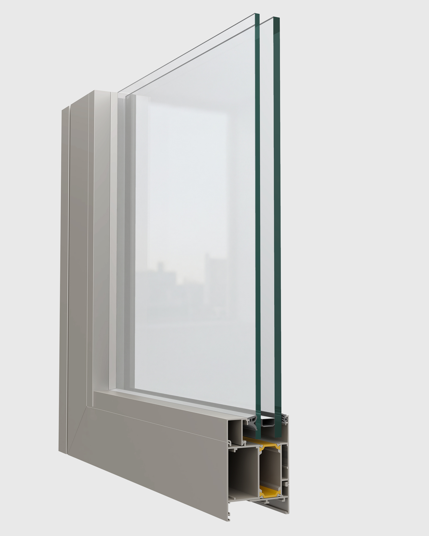LR-5200D flush insulated opening system vertical profile section